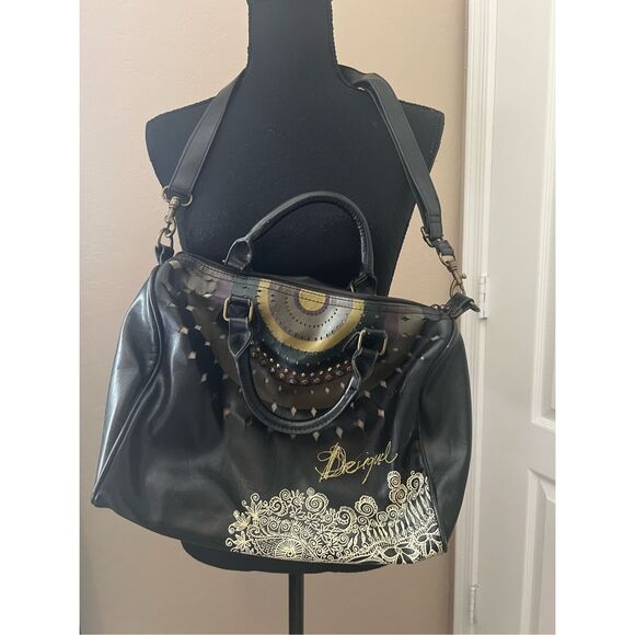 Desigual black and gold shoulder bag - Picture 1 of 7